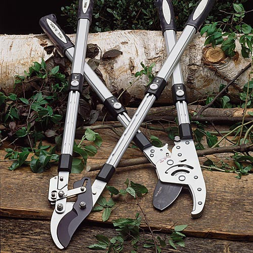 Two Garrett Wade telescoping loppers displayed with their blades open.